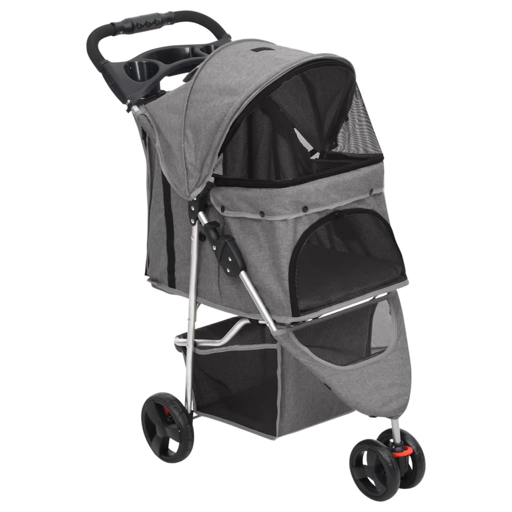 vidaXL Dog Stroller Foldable Grey 80x46x98 cm Oxford Fabric