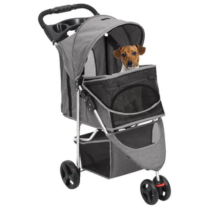 vidaXL Dog Stroller Foldable Grey 80x46x98 cm Oxford Fabric