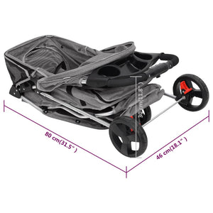 vidaXL Dog Stroller Foldable Grey 80x46x98 cm Oxford Fabric