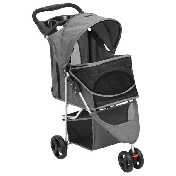 vidaXL Dog Stroller Foldable Grey 80x46x98 cm Oxford Fabric