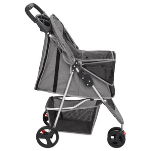 vidaXL Dog Stroller Foldable Grey 80x46x98 cm Oxford Fabric
