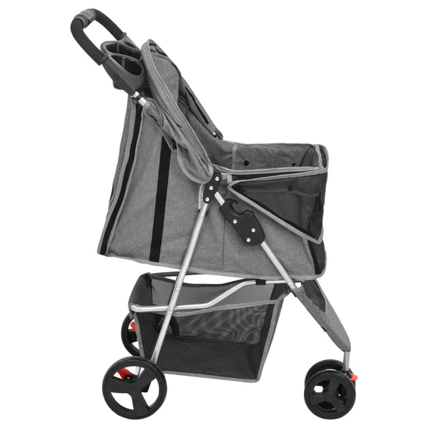vidaXL Dog Stroller Foldable Grey 80x46x98 cm Oxford Fabric