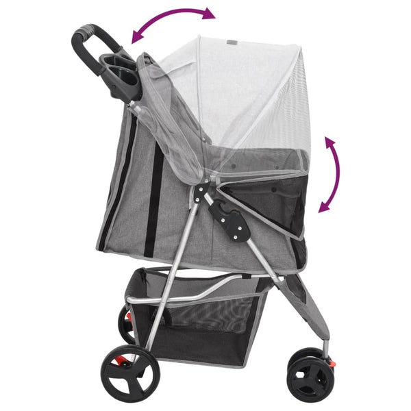 vidaXL Dog Stroller Foldable Grey 80x46x98 cm Oxford Fabric
