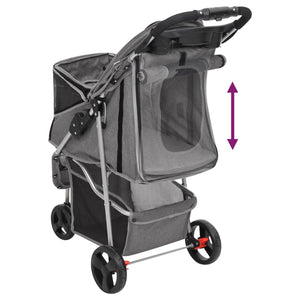vidaXL Dog Stroller Foldable Grey 80x46x98 cm Oxford Fabric