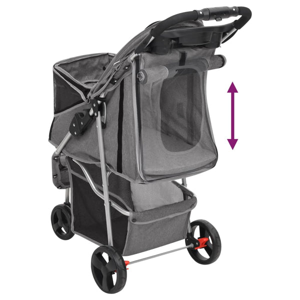 vidaXL Dog Stroller Foldable Grey 80x46x98 cm Oxford Fabric