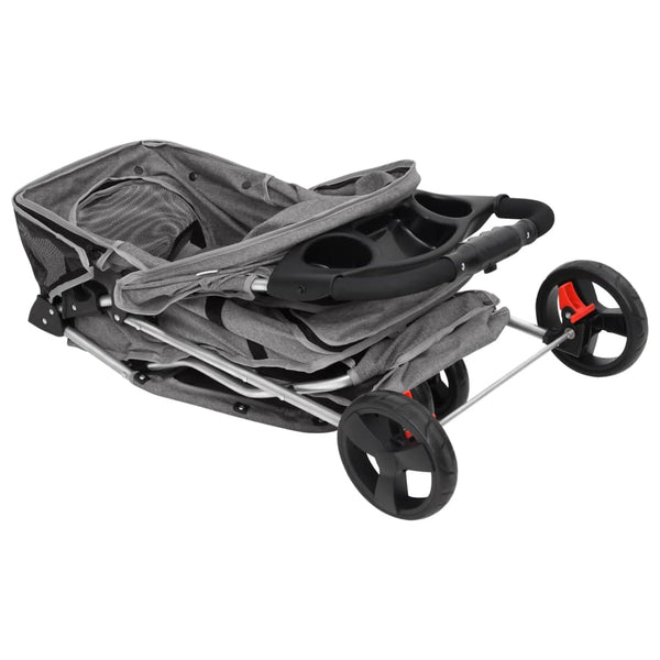vidaXL Dog Stroller Foldable Grey 80x46x98 cm Oxford Fabric