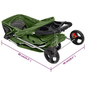 vidaXL Dog Stroller Foldable Green 80x46x98 cm Oxford Fabric