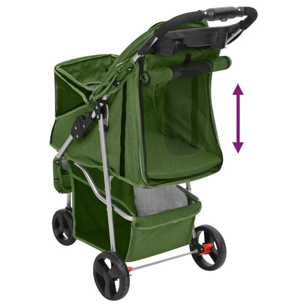 vidaXL Dog Stroller Foldable Green 80x46x98 cm Oxford Fabric