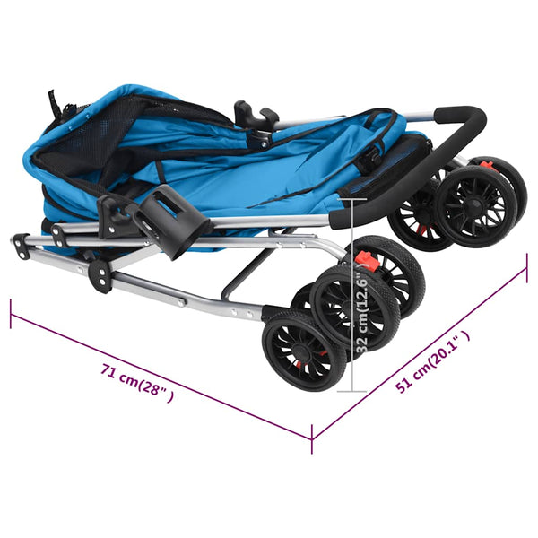 vidaXL Foldable Dog Stroller Blue 76x50x100 cm Oxford Fabric