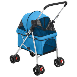 vidaXL Foldable Dog Stroller Blue 76x50x100 cm Oxford Fabric