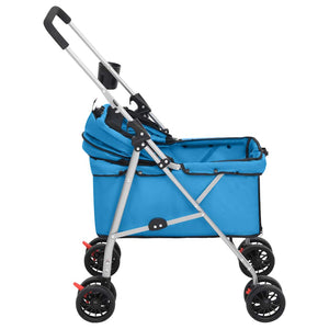 vidaXL Foldable Dog Stroller Blue 76x50x100 cm Oxford Fabric
