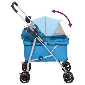 vidaXL Foldable Dog Stroller Blue 76x50x100 cm Oxford Fabric