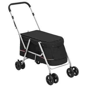 vidaXL Dog Stroller Foldable Black 100x49x96 cm Linen Fabric