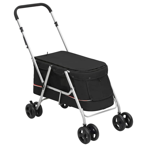 vidaXL Dog Stroller Foldable Black 100x49x96 cm Linen Fabric