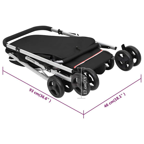 vidaXL Dog Stroller Foldable Black 100x49x96 cm Linen Fabric