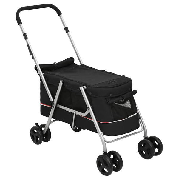 vidaXL Dog Stroller Foldable Black 100x49x96 cm Linen Fabric