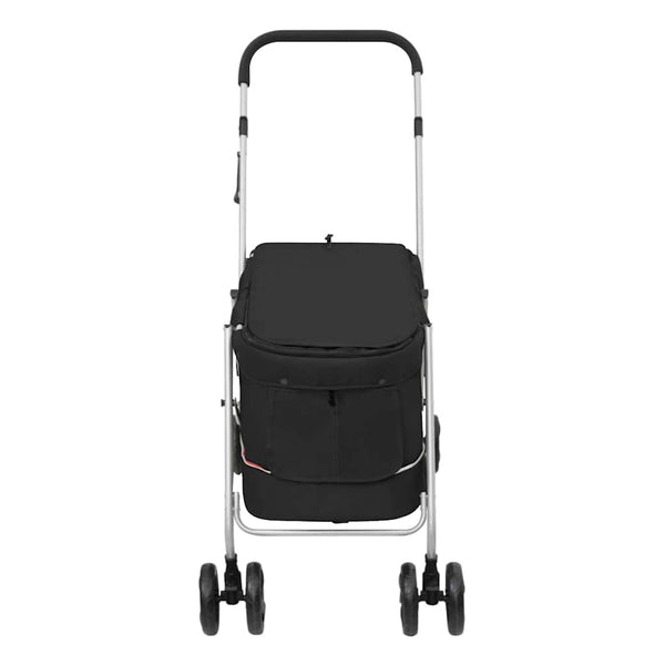 vidaXL Dog Stroller Foldable Black 100x49x96 cm Linen Fabric