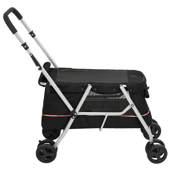 vidaXL Dog Stroller Foldable Black 100x49x96 cm Linen Fabric