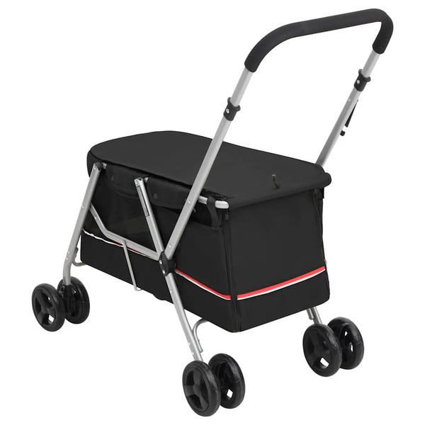 vidaXL Dog Stroller Foldable Black 100x49x96 cm Linen Fabric