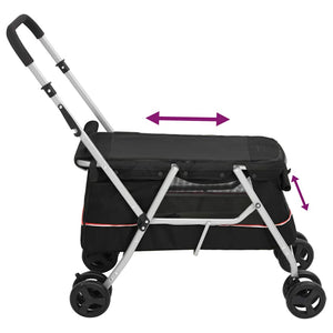 vidaXL Dog Stroller Foldable Black 100x49x96 cm Linen Fabric