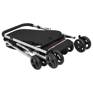 vidaXL Dog Stroller Foldable Black 100x49x96 cm Linen Fabric