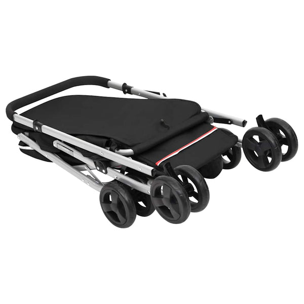 vidaXL Dog Stroller Foldable Black 100x49x96 cm Linen Fabric