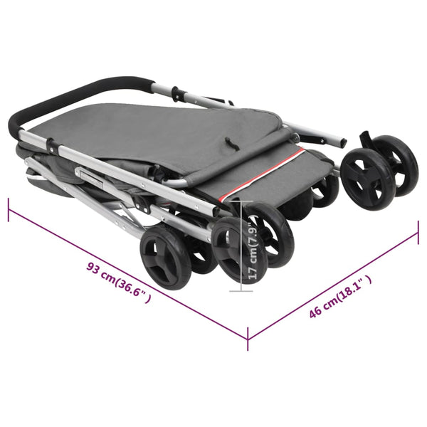 vidaXL Foldable Dog Stroller Grey 100x49x96 cm Linen Fabric
