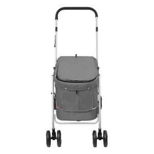 vidaXL Foldable Dog Stroller Grey 100x49x96 cm Linen Fabric