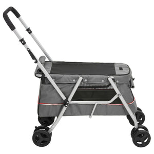 vidaXL Foldable Dog Stroller Grey 100x49x96 cm Linen Fabric