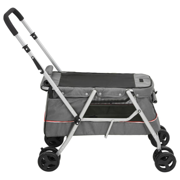 vidaXL Foldable Dog Stroller Grey 100x49x96 cm Linen Fabric