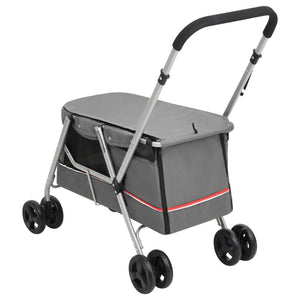 vidaXL Foldable Dog Stroller Grey 100x49x96 cm Linen Fabric