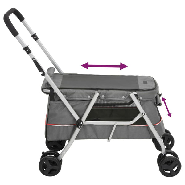 vidaXL Foldable Dog Stroller Grey 100x49x96 cm Linen Fabric