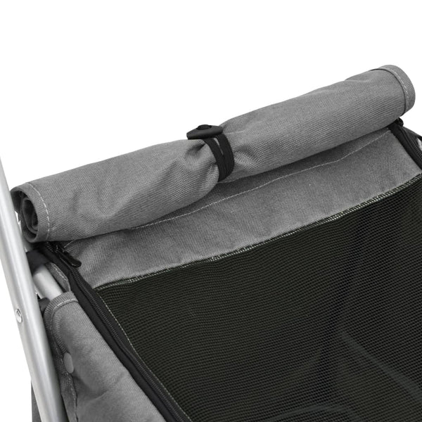 vidaXL Foldable Dog Stroller Grey 100x49x96 cm Linen Fabric
