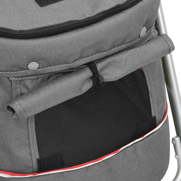vidaXL Foldable Dog Stroller Grey 100x49x96 cm Linen Fabric
