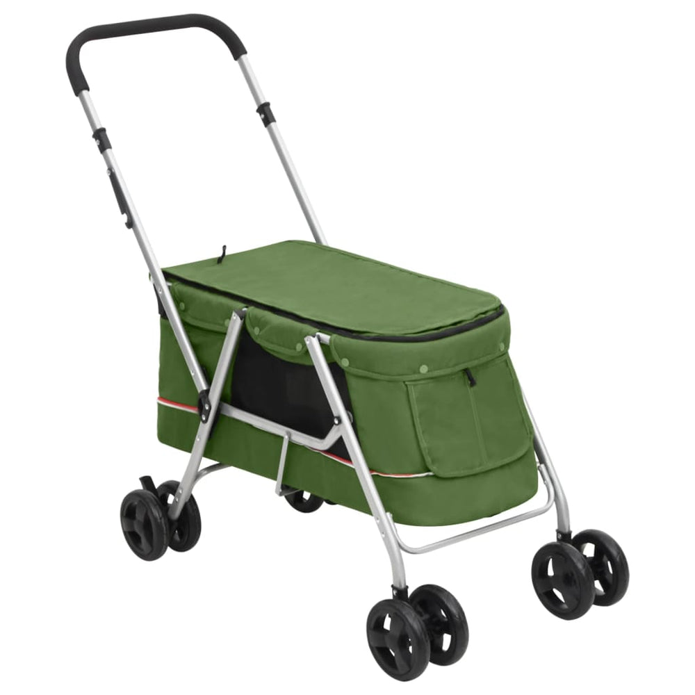 vidaXL Dog Stroller Foldable Green 100x49x96 cm Linen Fabric