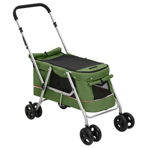 vidaXL Dog Stroller Foldable Green 100x49x96 cm Linen Fabric
