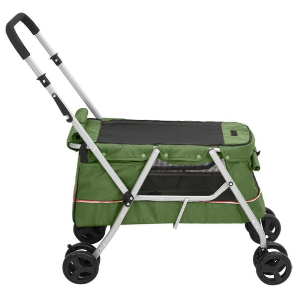 vidaXL Dog Stroller Foldable Green 100x49x96 cm Linen Fabric