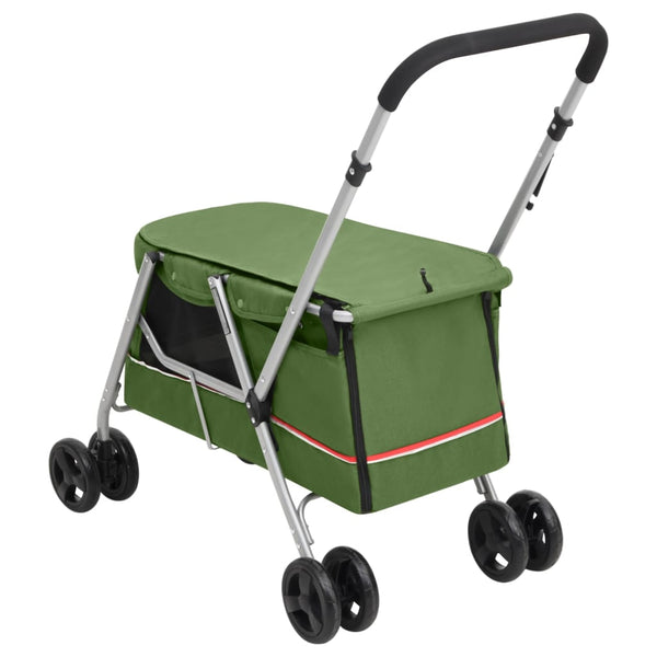 vidaXL Dog Stroller Foldable Green 100x49x96 cm Linen Fabric