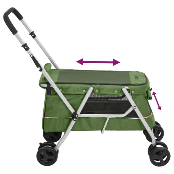 vidaXL Dog Stroller Foldable Green 100x49x96 cm Linen Fabric