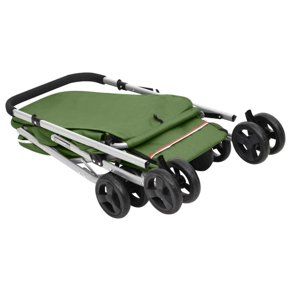 vidaXL Dog Stroller Foldable Green 100x49x96 cm Linen Fabric