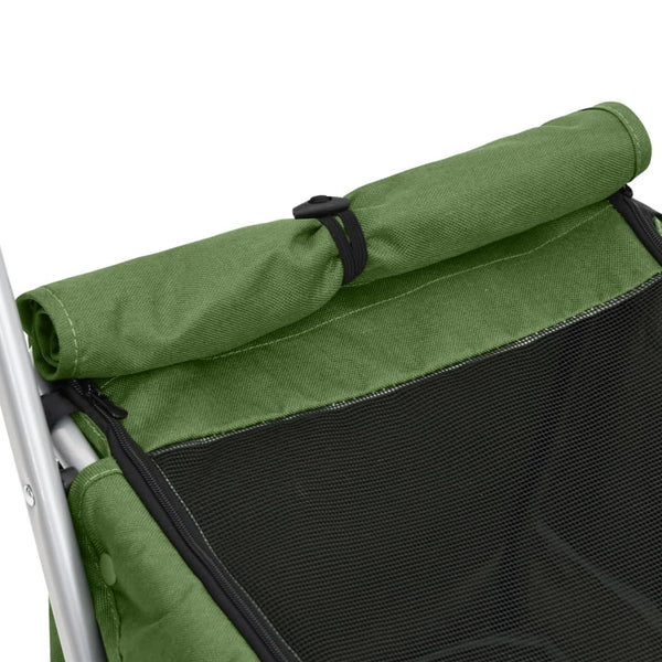 vidaXL Dog Stroller Foldable Green 100x49x96 cm Linen Fabric