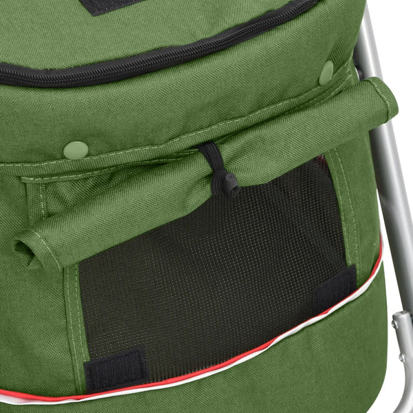 vidaXL Dog Stroller Foldable Green 100x49x96 cm Linen Fabric