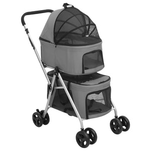 vidaXL Dog Stroller for 2 Dogs Foldable Grey 83x48x97 cm Oxford Fabric