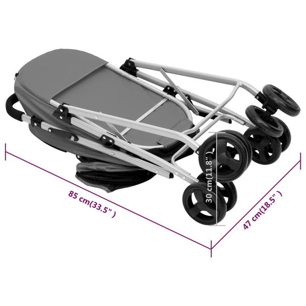 vidaXL Dog Stroller for 2 Dogs Foldable Grey 83x48x97 cm Oxford Fabric