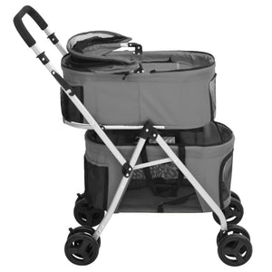vidaXL Dog Stroller for 2 Dogs Foldable Grey 83x48x97 cm Oxford Fabric