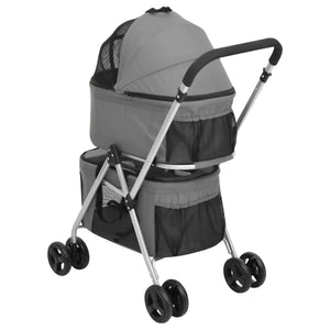 vidaXL Dog Stroller for 2 Dogs Foldable Grey 83x48x97 cm Oxford Fabric