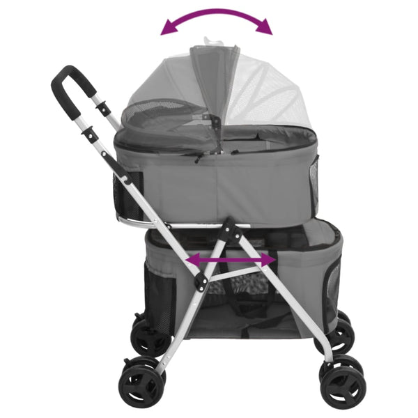 vidaXL Dog Stroller for 2 Dogs Foldable Grey 83x48x97 cm Oxford Fabric