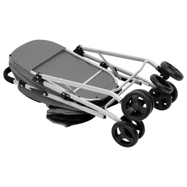 vidaXL Dog Stroller for 2 Dogs Foldable Grey 83x48x97 cm Oxford Fabric