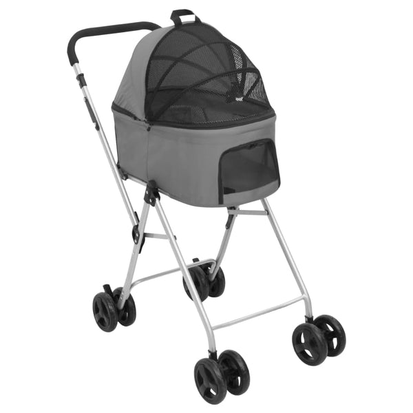 vidaXL Dog Stroller for 2 Dogs Foldable Grey 83x48x97 cm Oxford Fabric