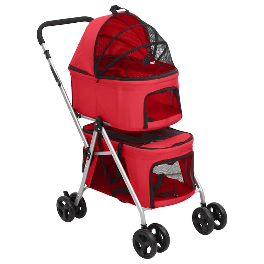 vidaXL Dog Pram for 2 Dogs Foldable Red 83x48x97 cm Oxford Fabric